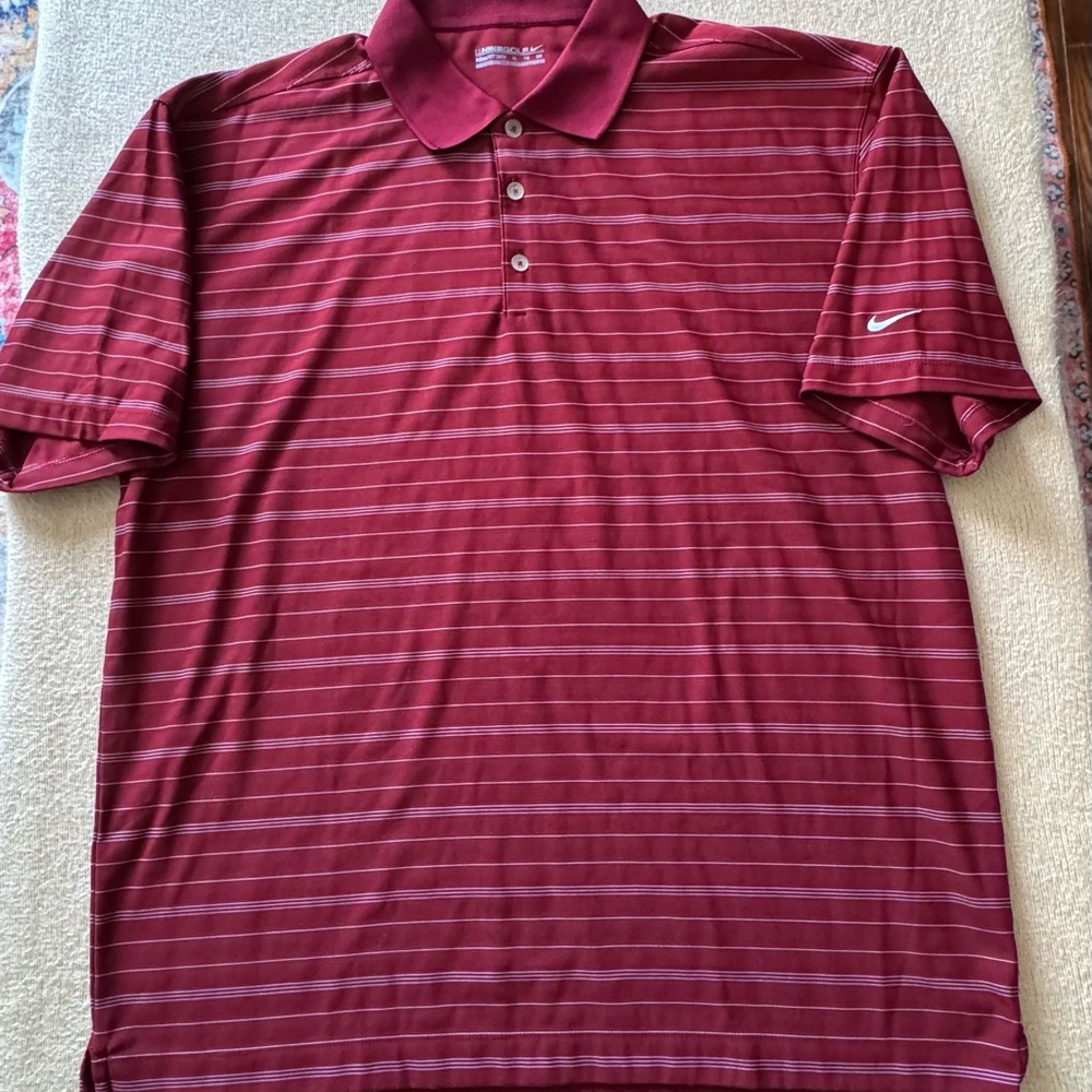Nike Golf Men's Burgundy Striped  Polo Shirt
